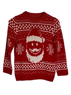 HOLIDAY TIME Santa Christmas Sweater, Girls Size M (8), Red White